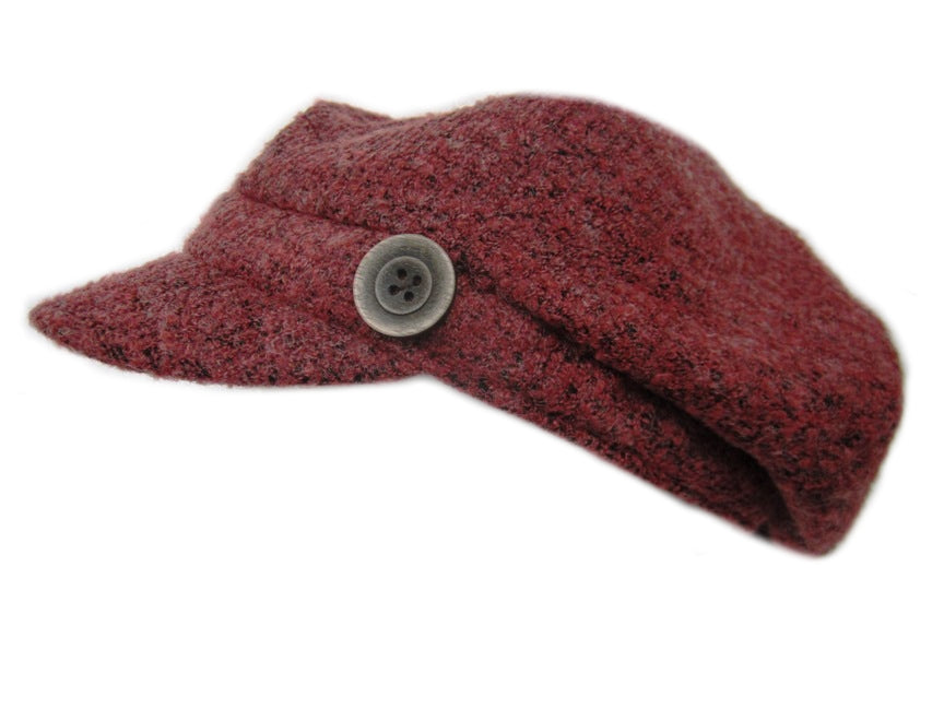 Wool Blend Boucle Biker Cap Pink One Size Fits Most - Main Image
