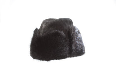 Suede Crown Hat with Fox Fur Cuff