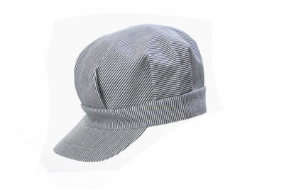 Cotton Striped Engineer's Cap Blue 1/4