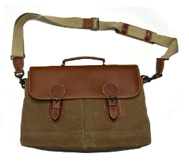 Leather & Waxed Cotton Canvas Messenger Bag – Crown Cap