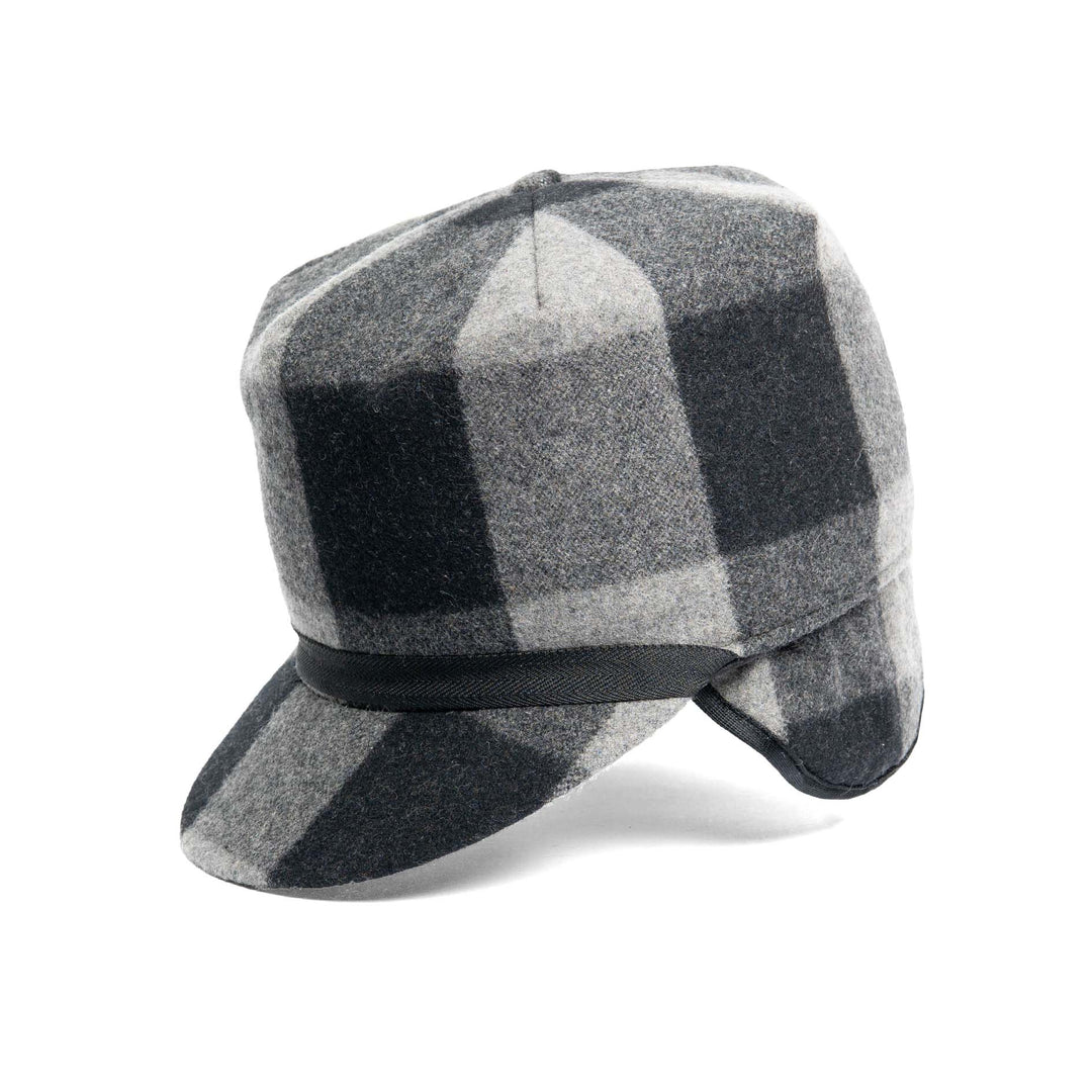 Wool Blend Charcoal Plaid Stockman with Quilted Lining