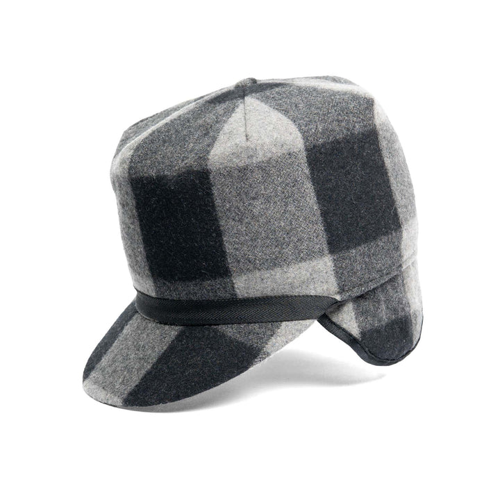 Wool Blend Charcoal Plaid Stockman with Quilted Lining