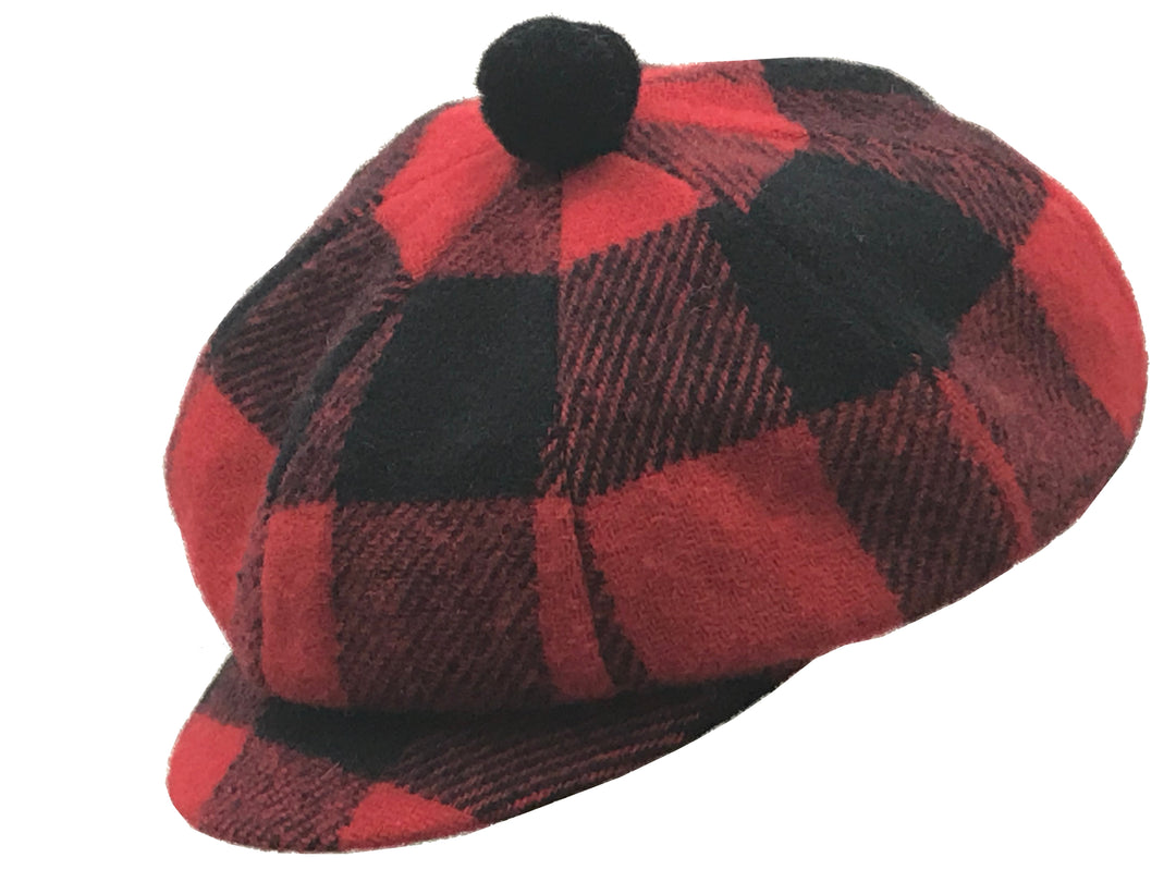 Buffalo Check Wool Blend Newsboy Cap