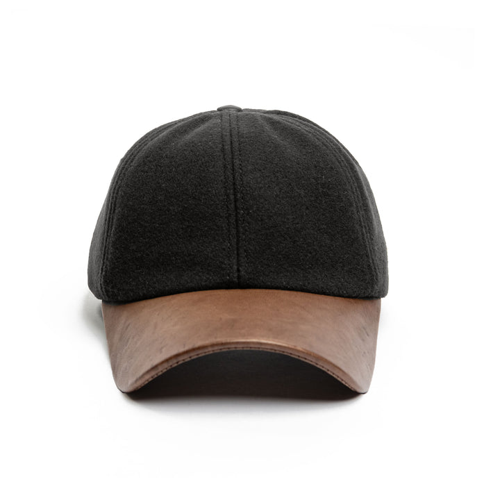 Melton Adjustable Ballcap with Leather Visor