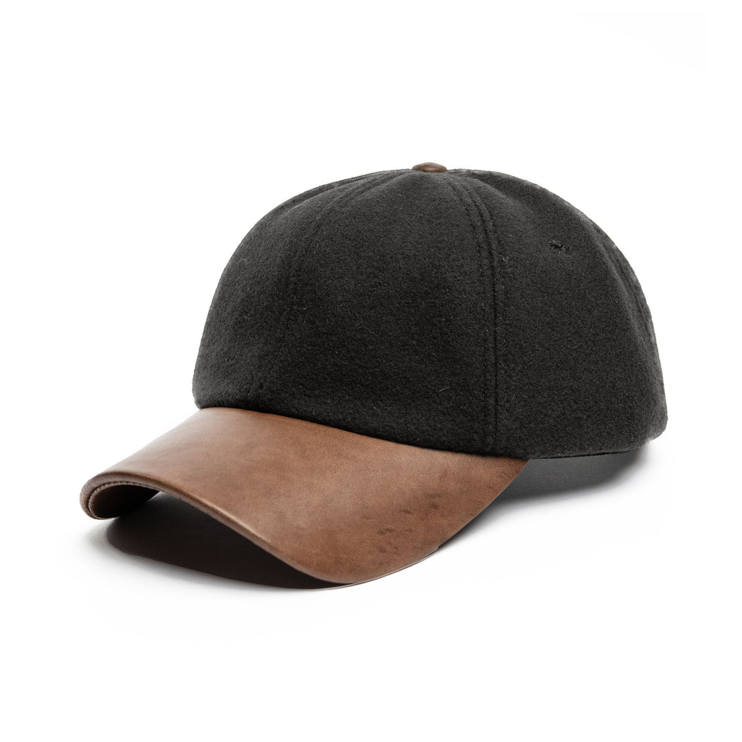 Melton Adjustable Ballcap with Leather Visor