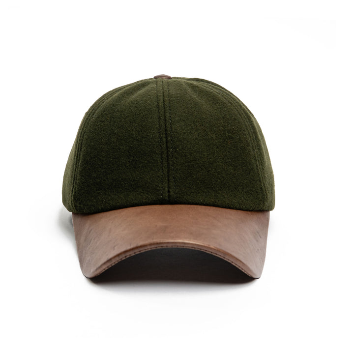 Melton Adjustable Ballcap with Leather Visor