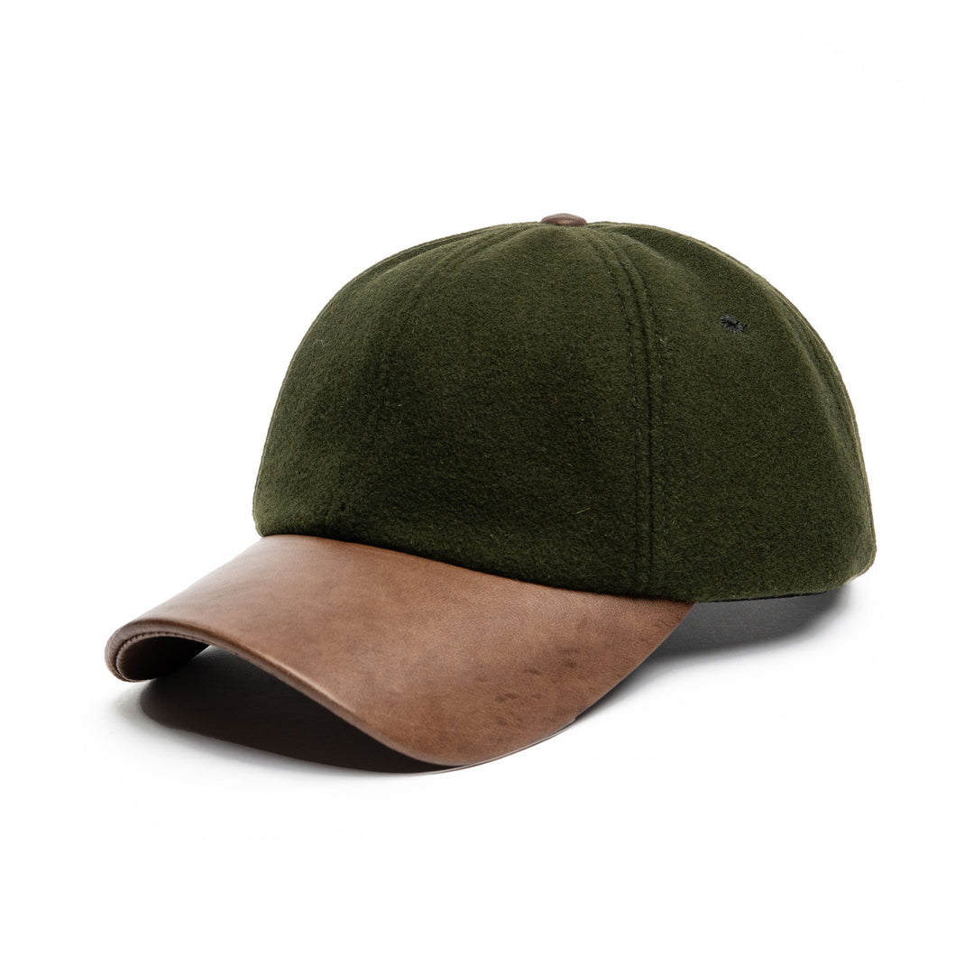 Melton Adjustable Ballcap with Leather Visor