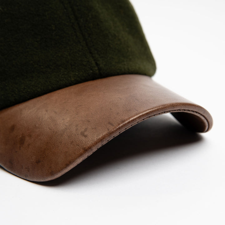 Melton Adjustable Ballcap with Leather Visor
