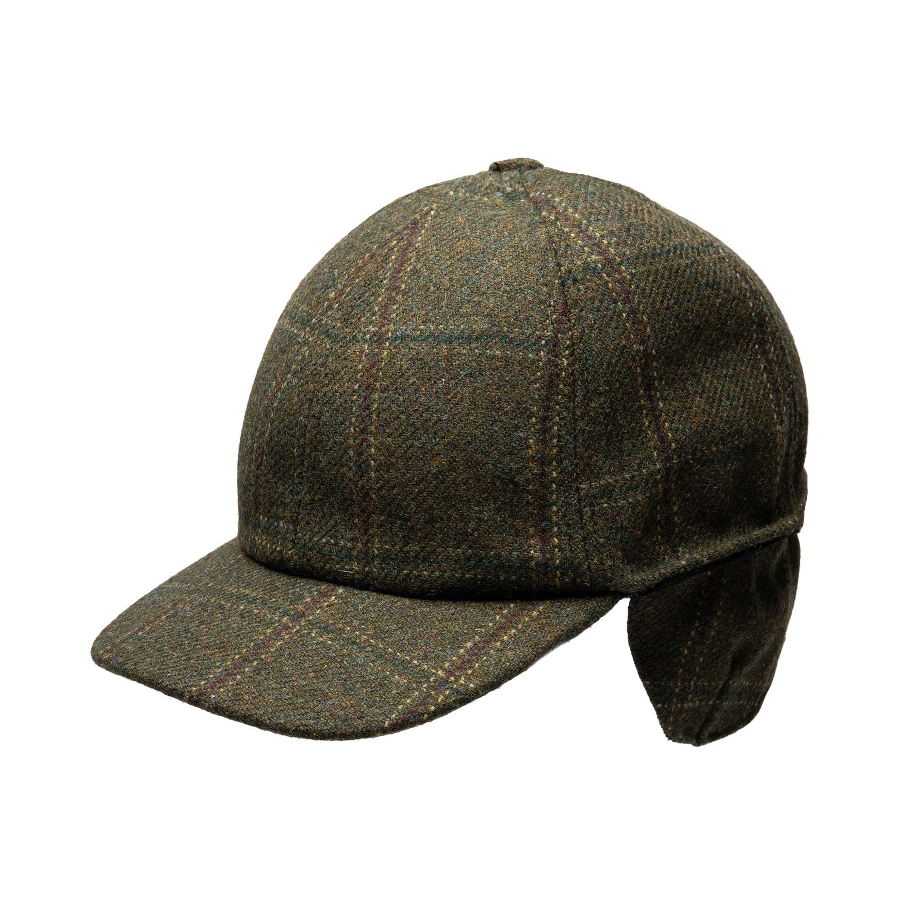 Scottish Tweed Six Panel Ballcap with Fold-Down Earflap – Crown Cap