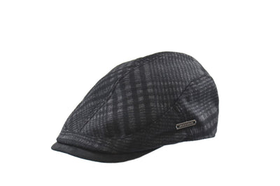 Wool Blend Plaid Ivy Cap with Faux Suede Trim