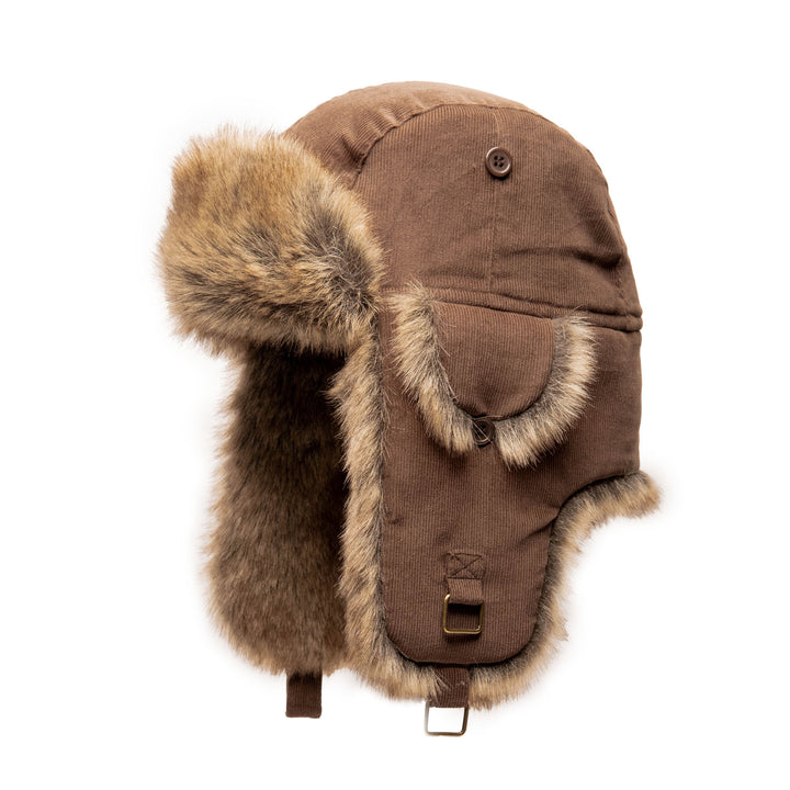 Faux Fur Aviator with Fine Wale Cotton Corduroy Cover