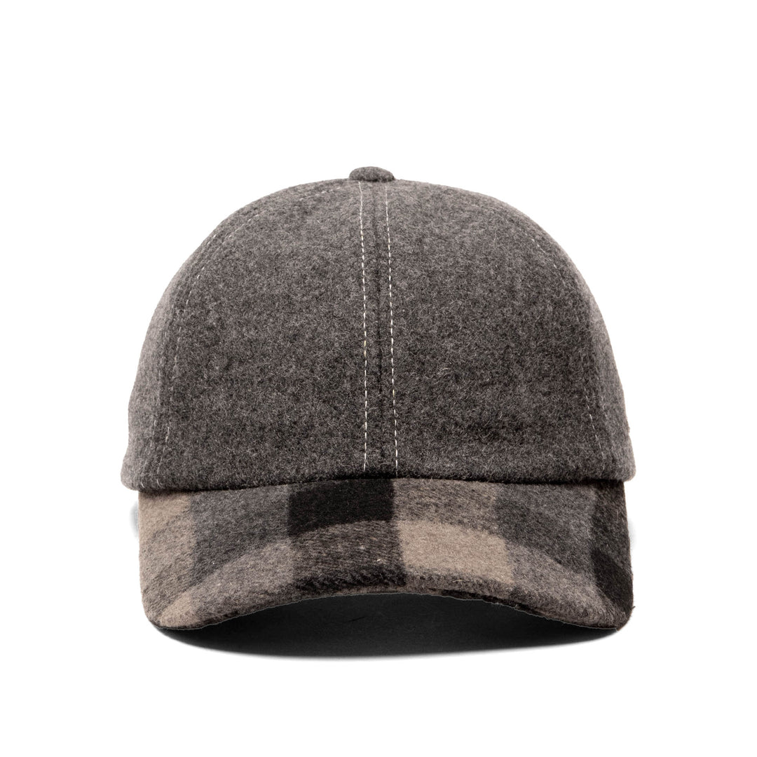 Wool Blend Melton Ballcap w/Plaid Visor