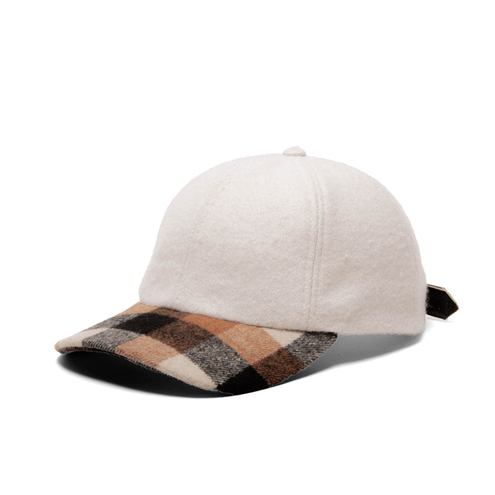 Wool Blend Melton Ballcap w/Plaid Visor