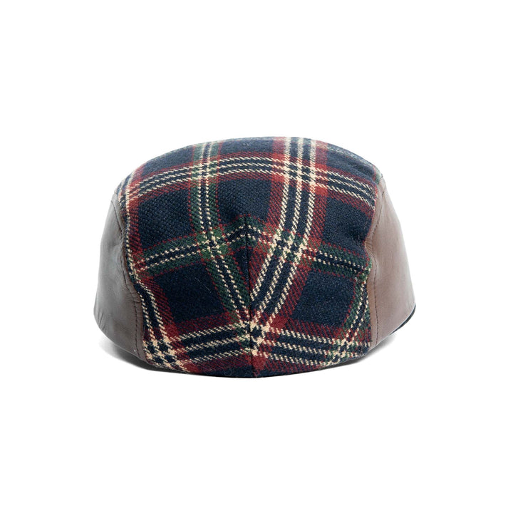 Wool Highland Plaid Ivy Cap with Leather Contrast