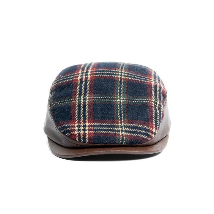 Wool Highland Plaid Ivy Cap with Leather Contrast