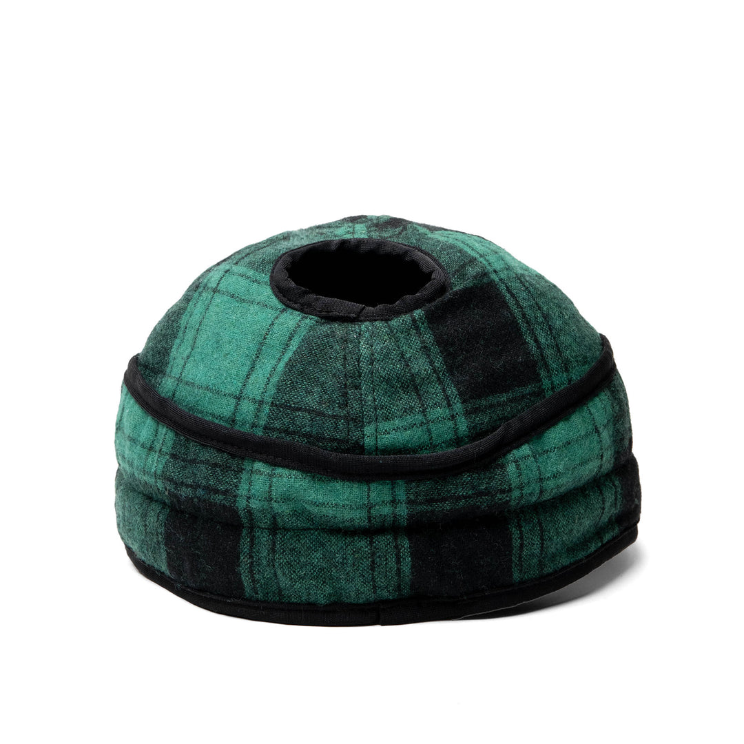 Wool Blend Plaid Railroad with Ponytail Hole