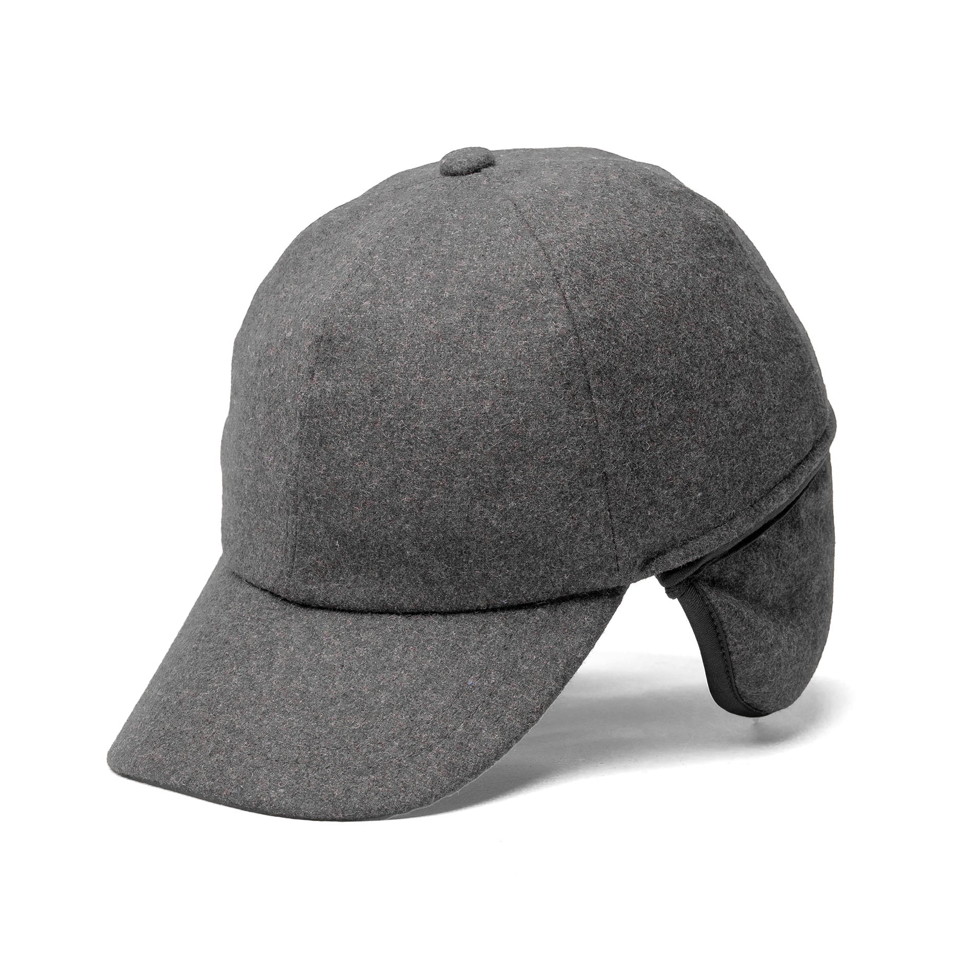 Low Profile Melton Ball Cap with Ear Flaps Crown Cap