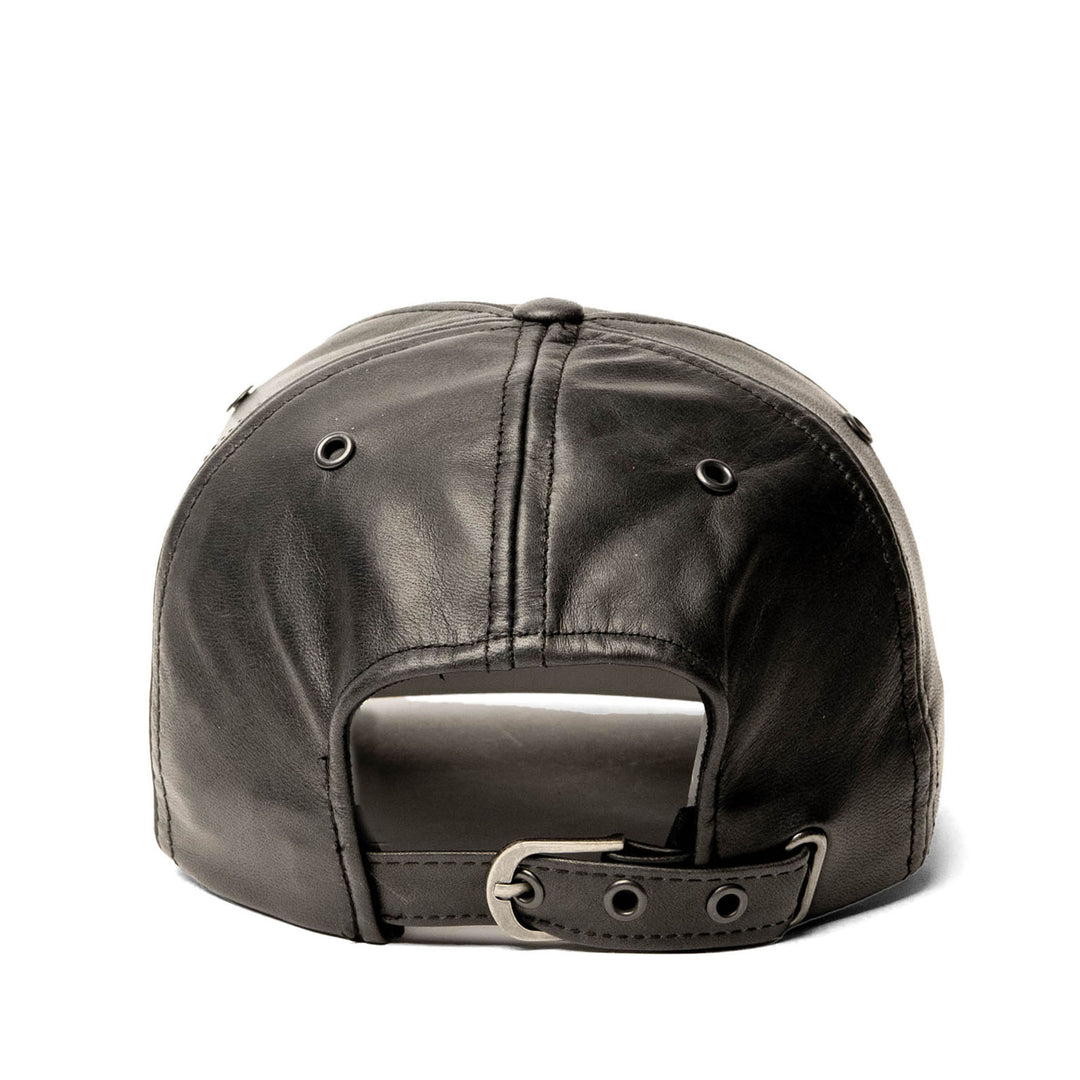 Distressed Oiled Lambskin Leather Ballcap Brown One Size Fits Most
