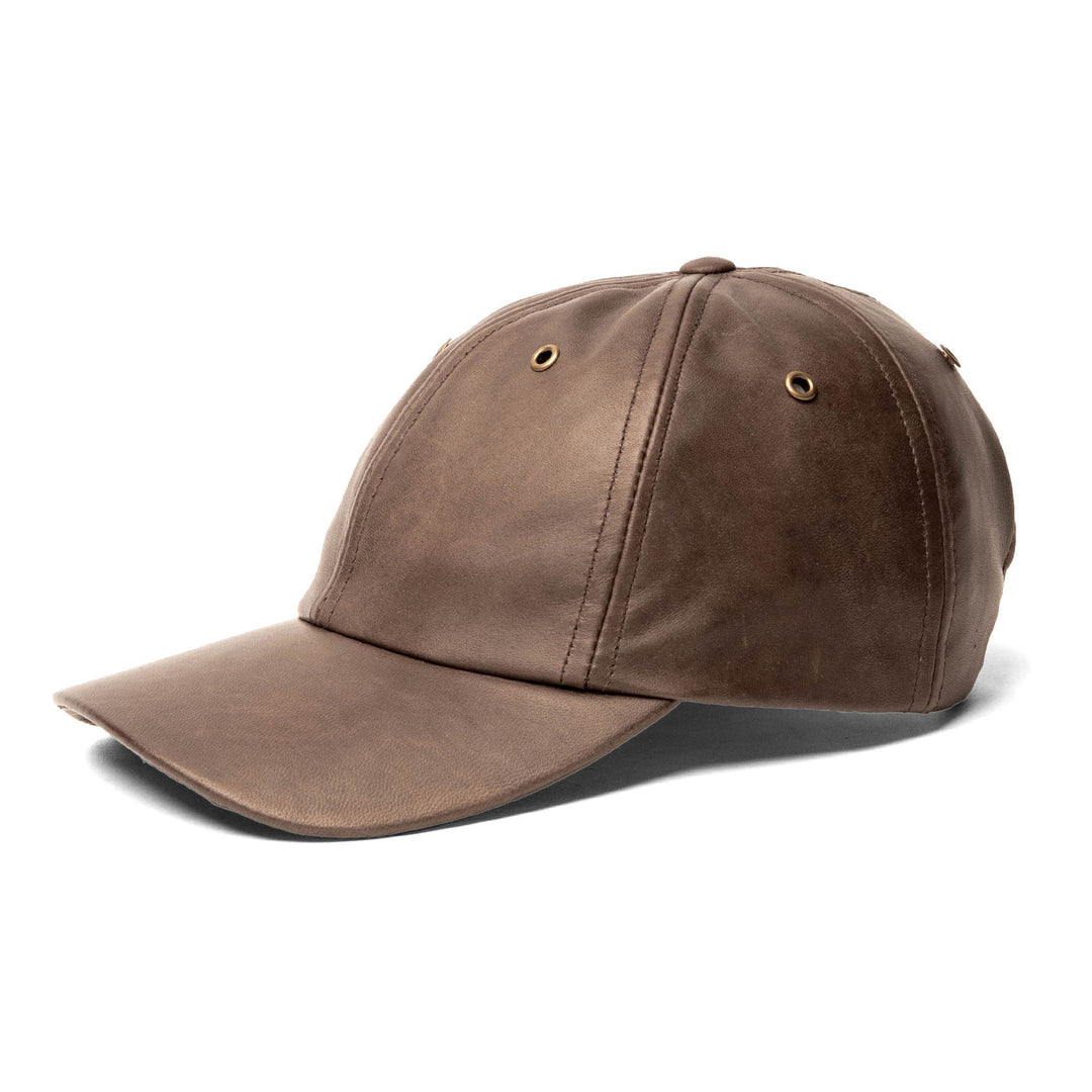 Distressed Oiled Lambskin Leather Ballcap – Crown Cap