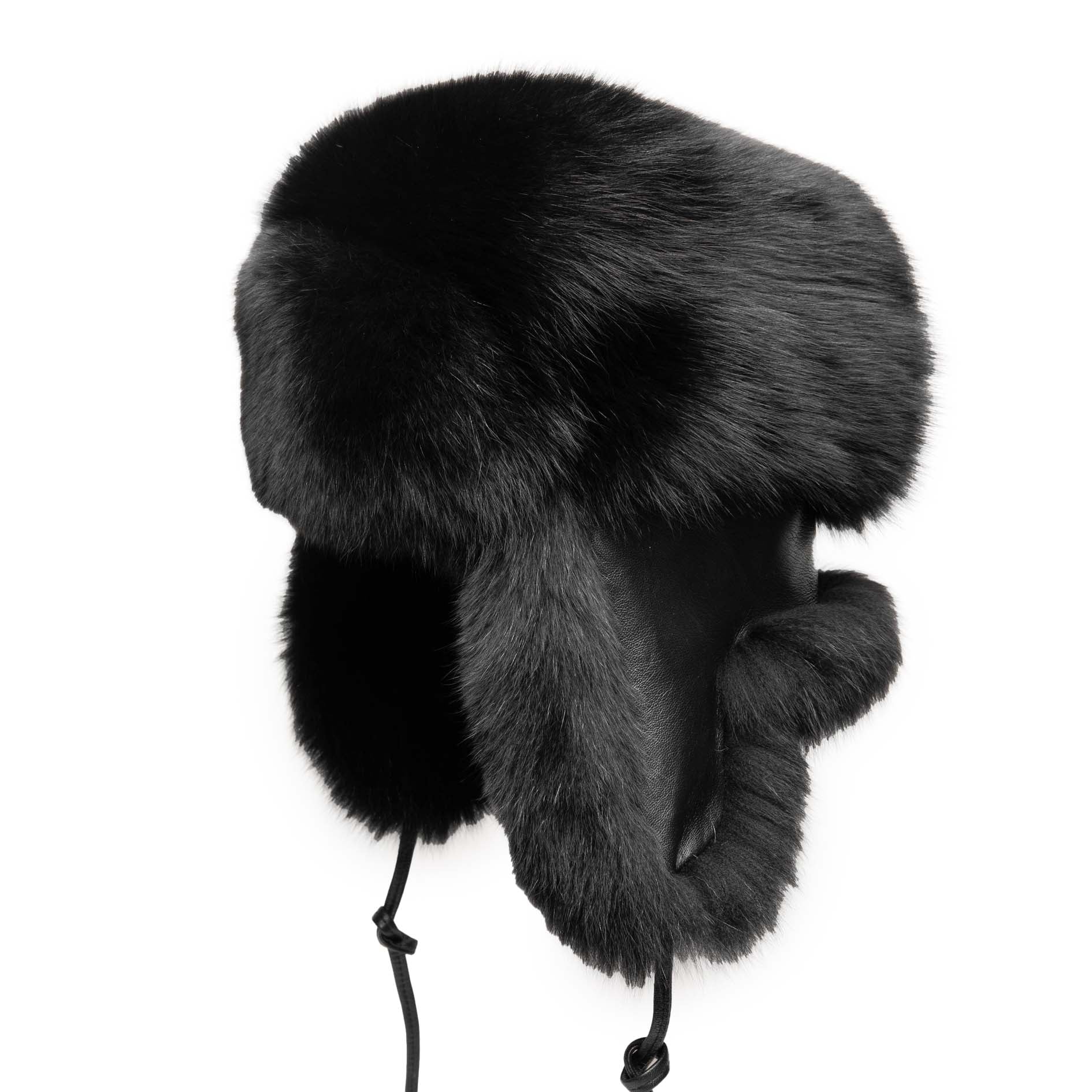 TAION 半袖ファーパーツ　プレミアムフォックスファーブラック Black Fox with Ties – Crown Cap