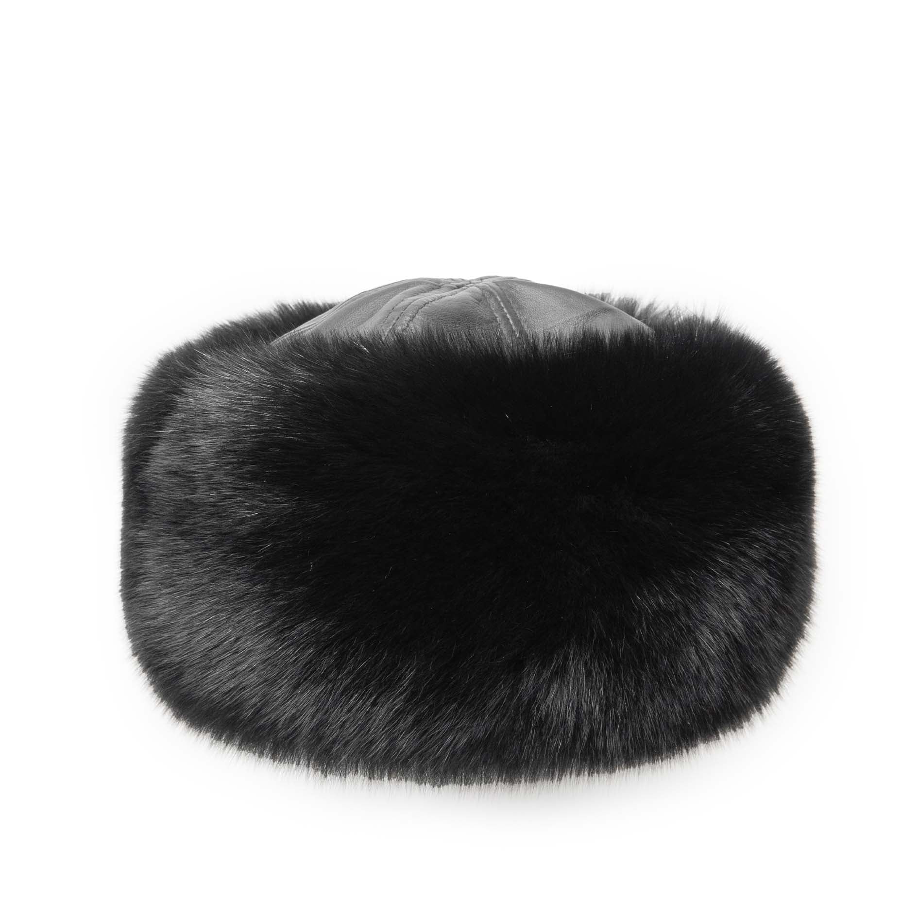 Black Fox Fur Cloche with Lamb Crown – Crown Cap