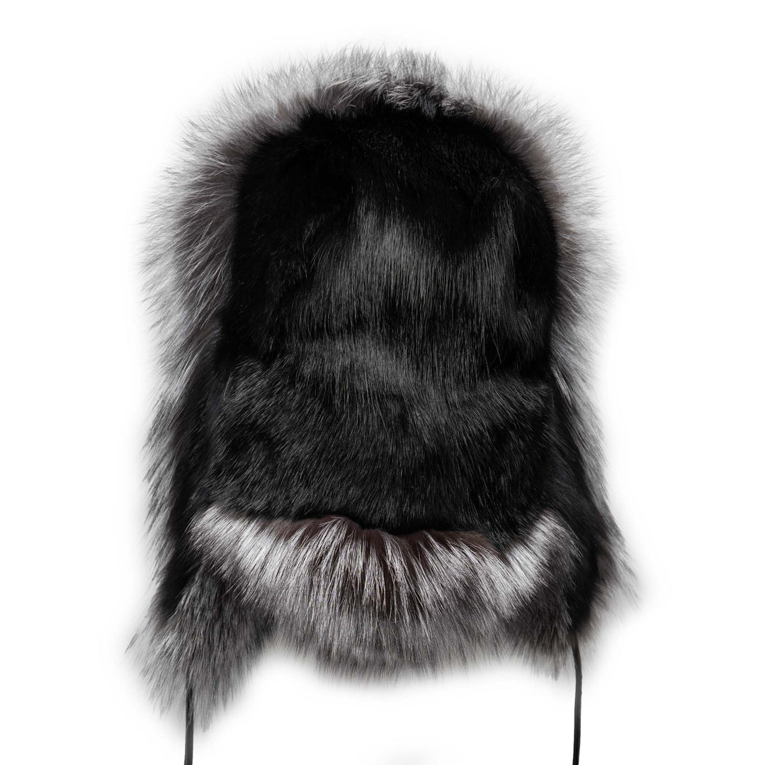 Silver Fox & Black Muskrat Full Fur Aviator