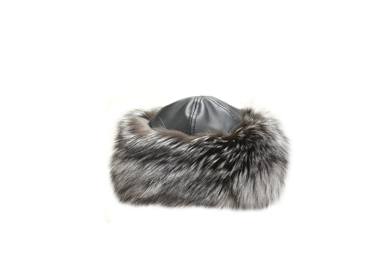 Natural Silver Fox Fur Cloche with Solid Lamb Crown