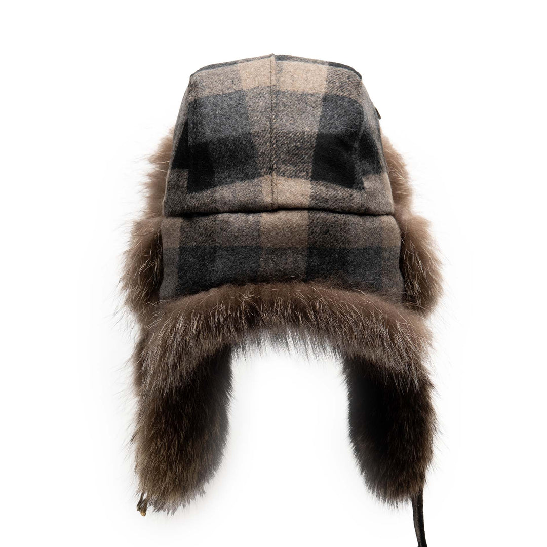 Raccoon Aviator with Checkered Wool Blend Cover