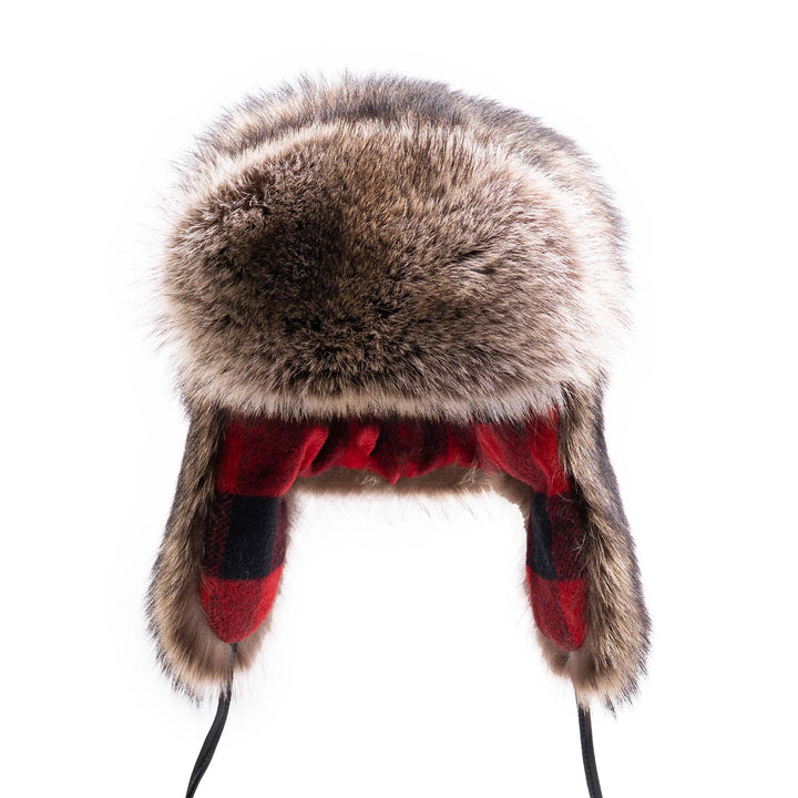 Raccoon Full Fur Russian Style Buffalo Check