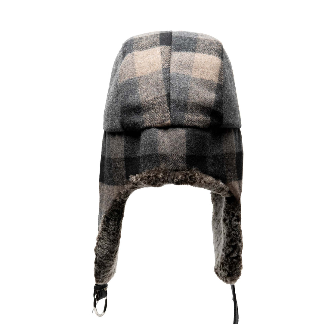 Frosted Shearling Aviator with Melton Check Cover