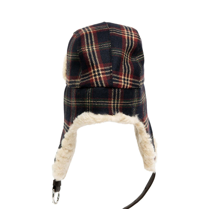 Wool Highland Plaid Aviator with Shearling Trim