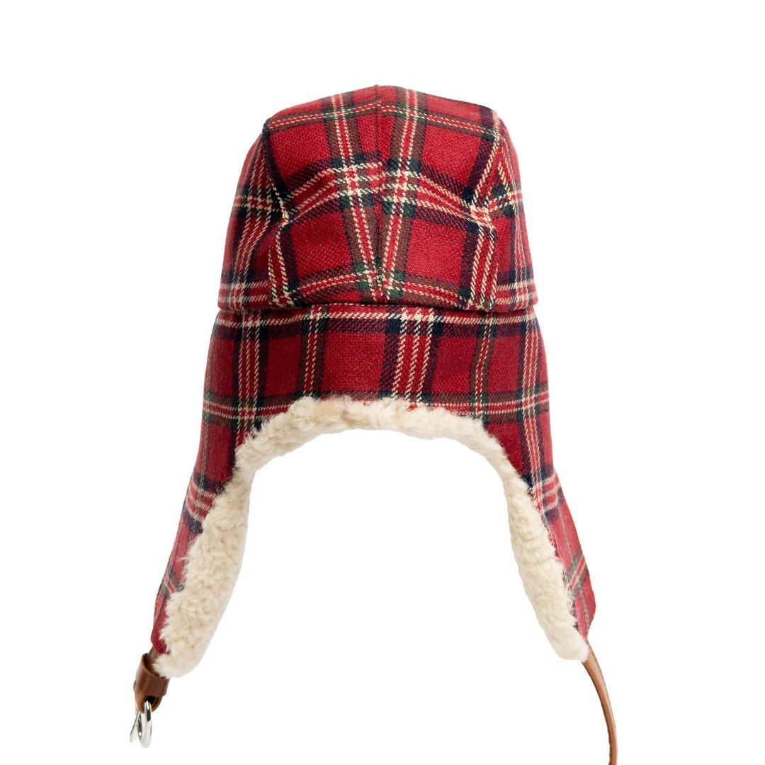 Wool Highland Plaid Aviator with Shearling Trim