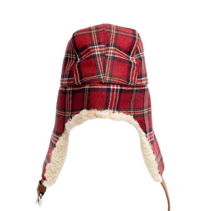 Wool Highland Plaid Aviator with Shearling Trim