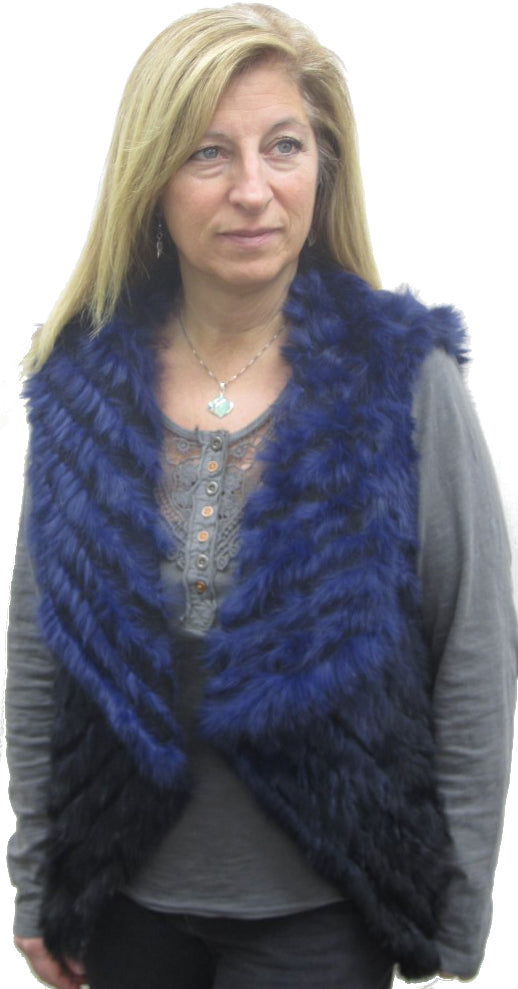 Ladies Two Tone Knit Rabbit Vest