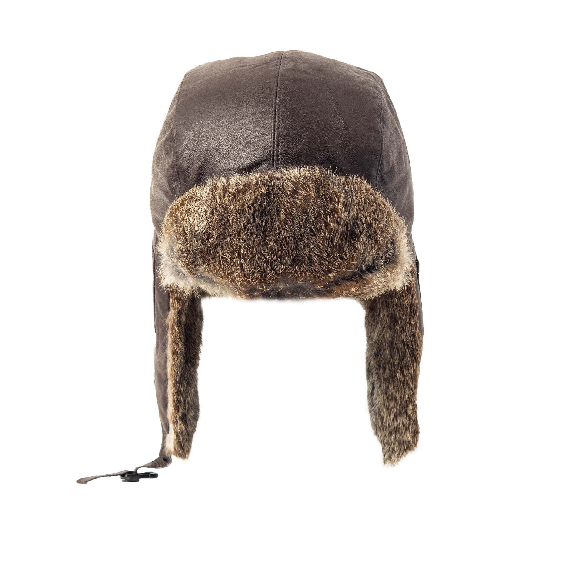 Garment Leather Cowhide Aviator with Rabbit Trim – Crown Cap