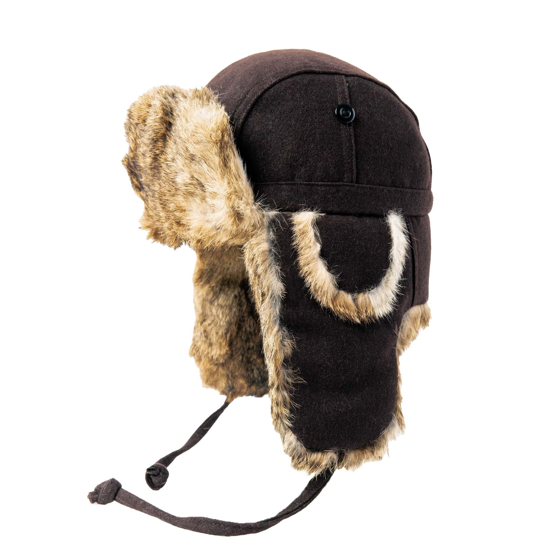 Wool Blend Aviator with Rabbit Trim – Crown Cap