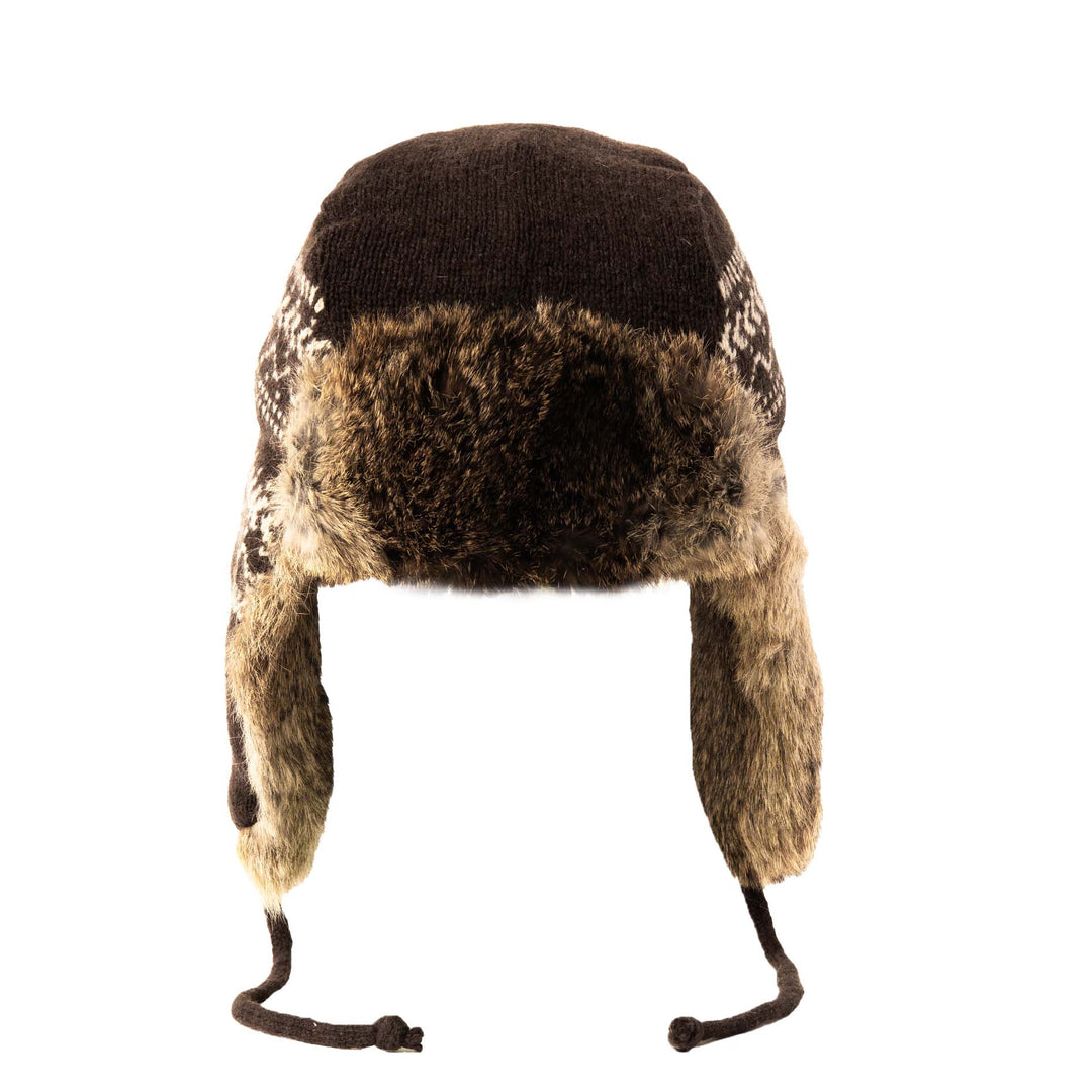 Lambs Wool Knit Aviator with Rabbit Trim