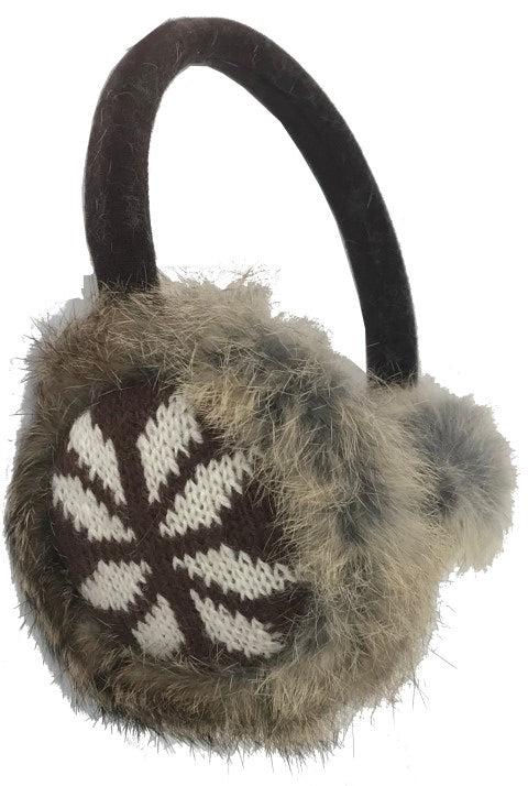 Rabbit Earmuffs with Snowflake Pattern