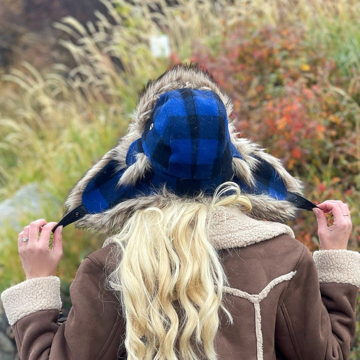 Web Exclusive-Buffalo Check Aviator with Faux Coyote Trim