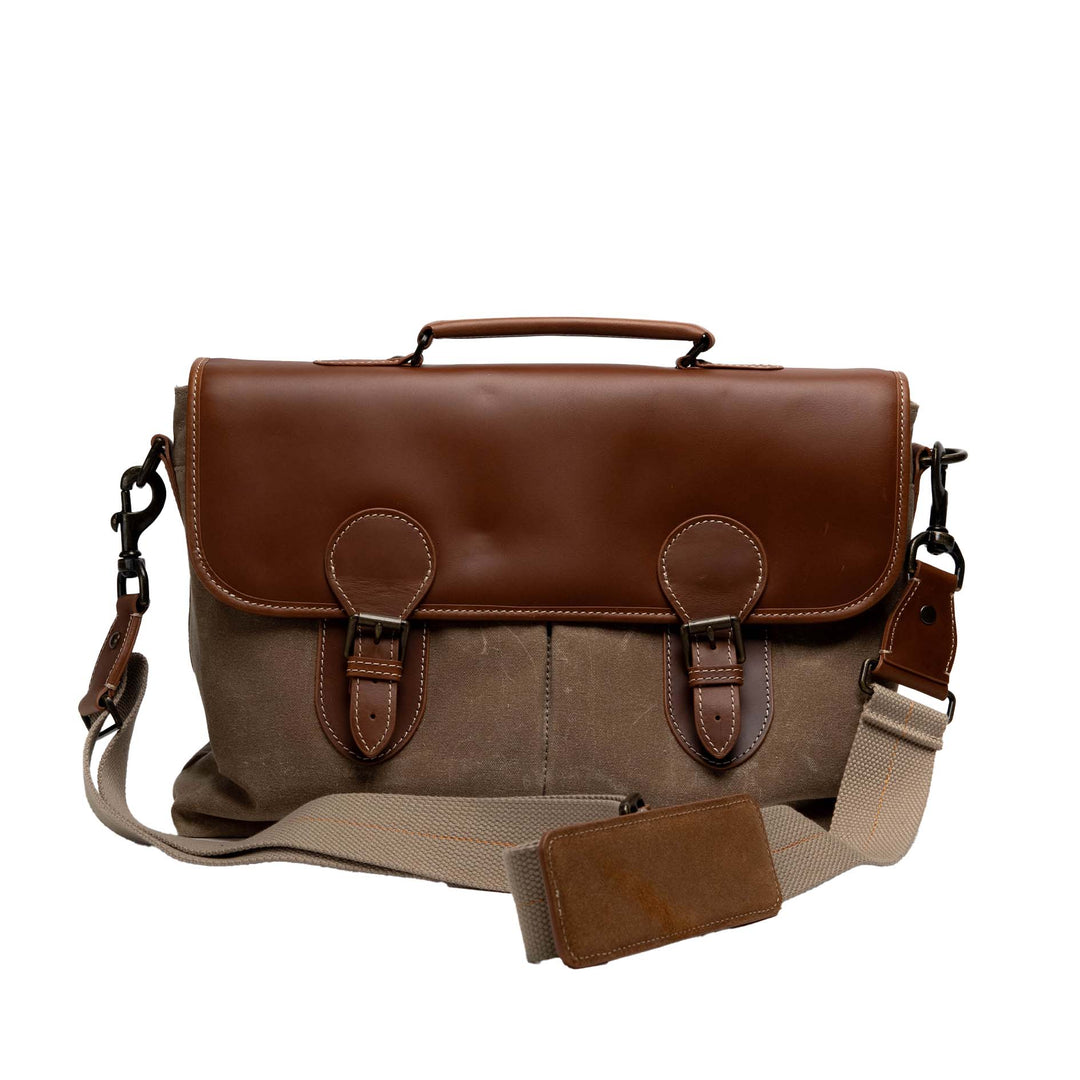 Leather Waxed Cotton Canvas Messenger Bag – Crown Cap