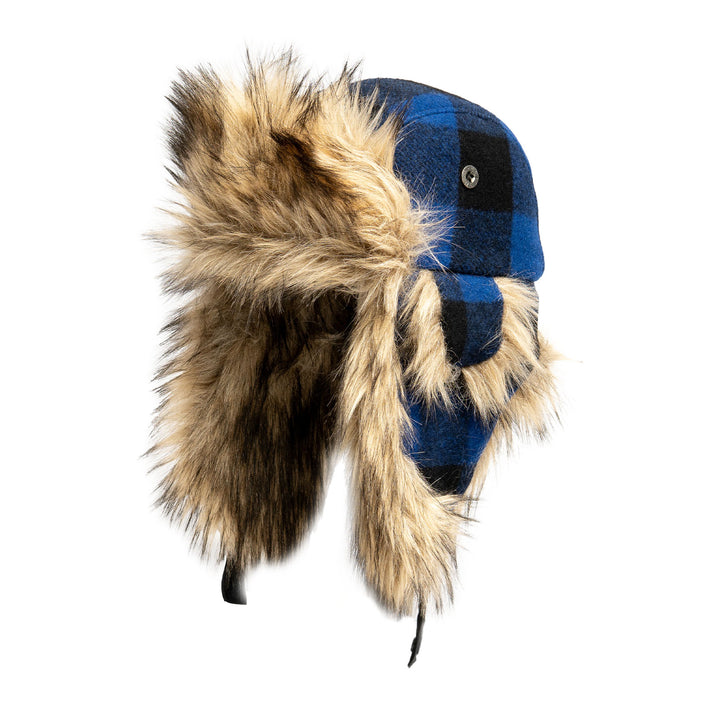 Web Exclusive-Buffalo Check Aviator with Faux Coyote Trim