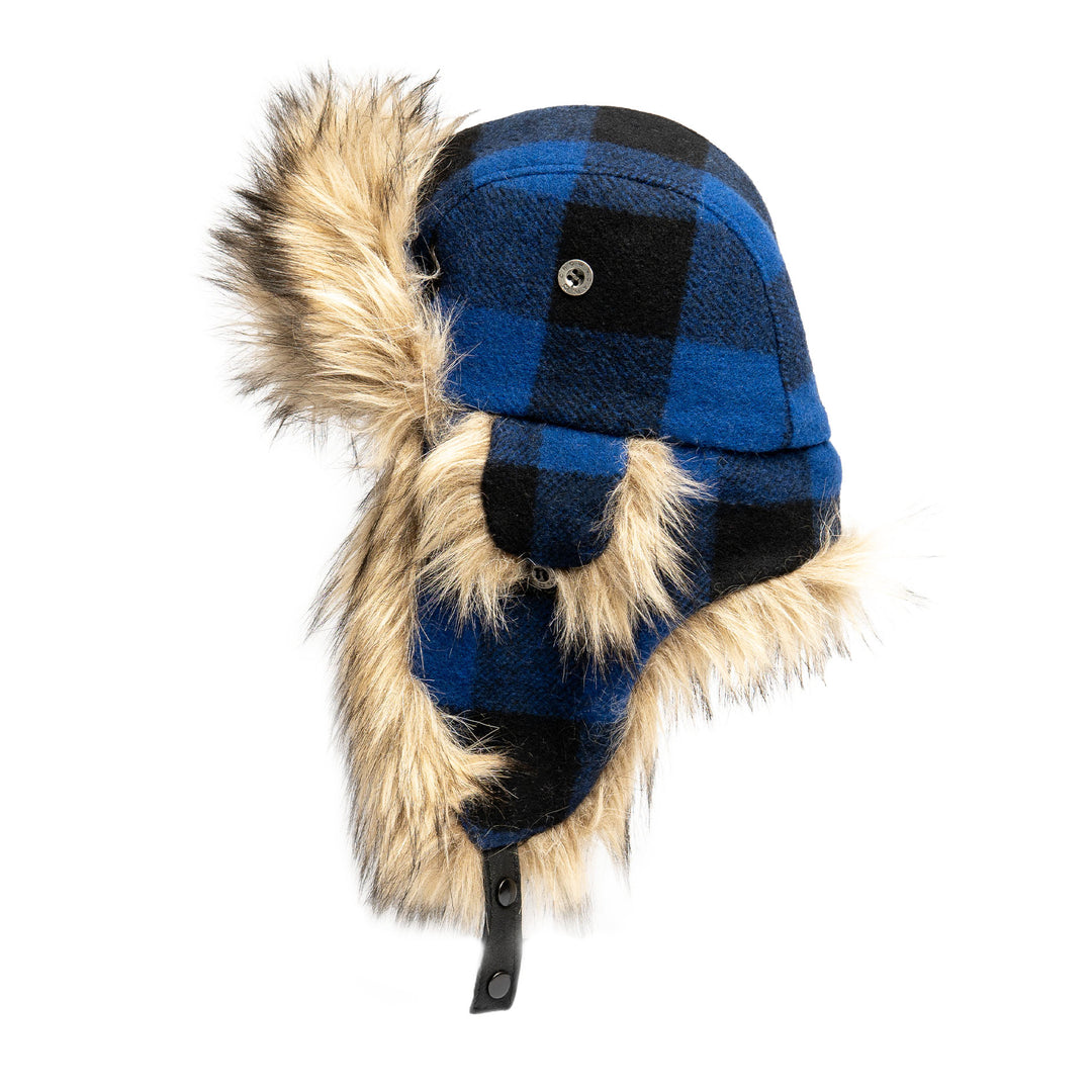Web Exclusive-Buffalo Check Aviator with Faux Coyote Trim