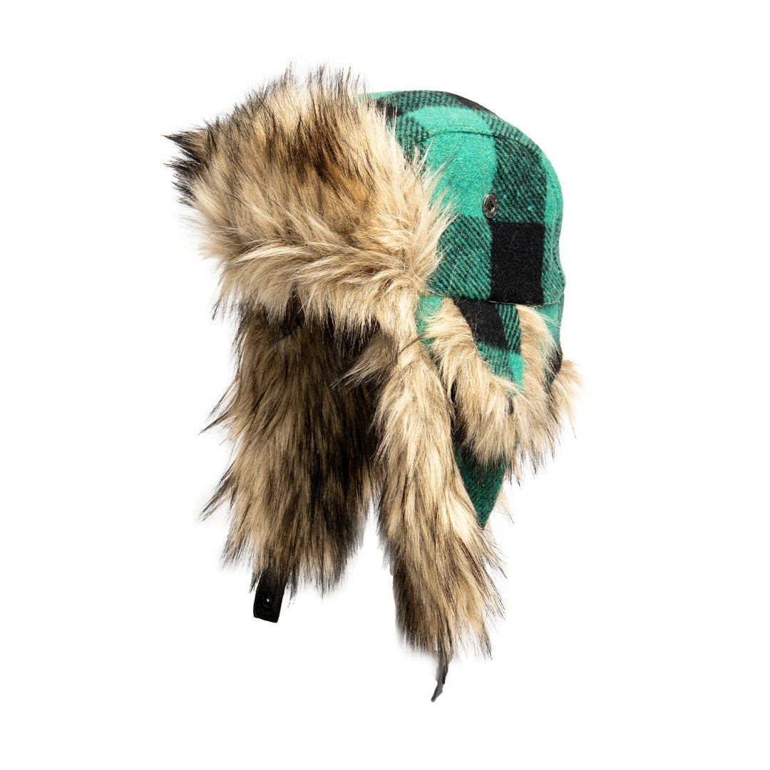 Web Exclusive-Buffalo Check Aviator with Faux Coyote Trim