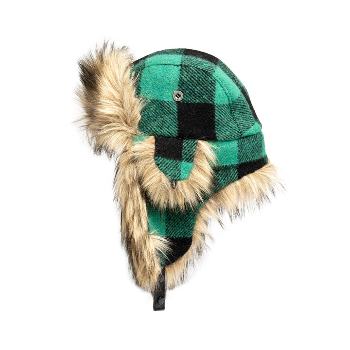 Web Exclusive-Buffalo Check Aviator with Faux Coyote Trim