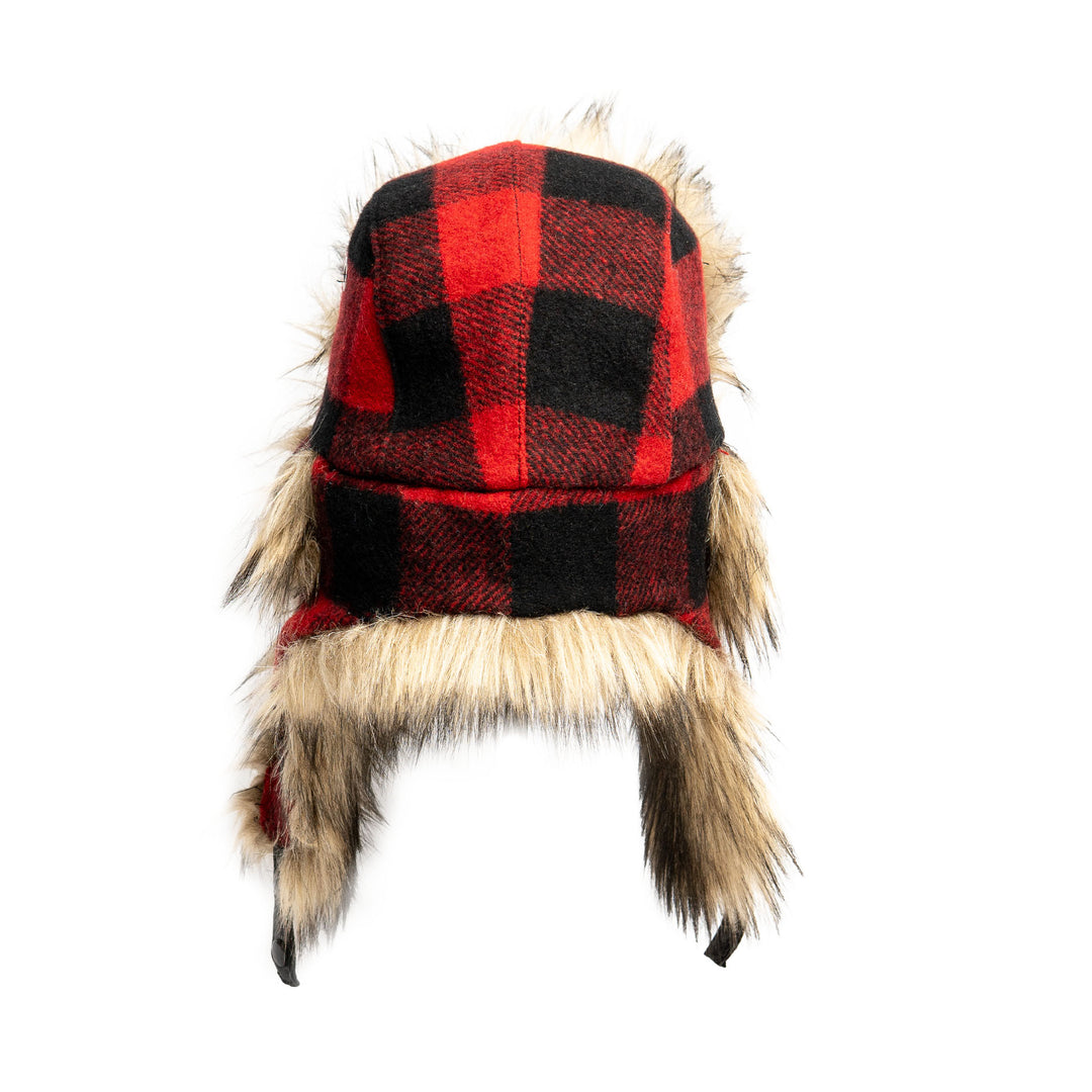 Web Exclusive-Buffalo Check Aviator with Faux Coyote Trim