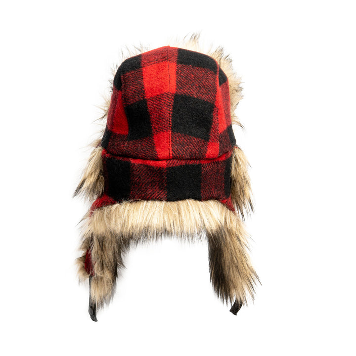 Web Exclusive-Buffalo Check Aviator with Faux Coyote Trim