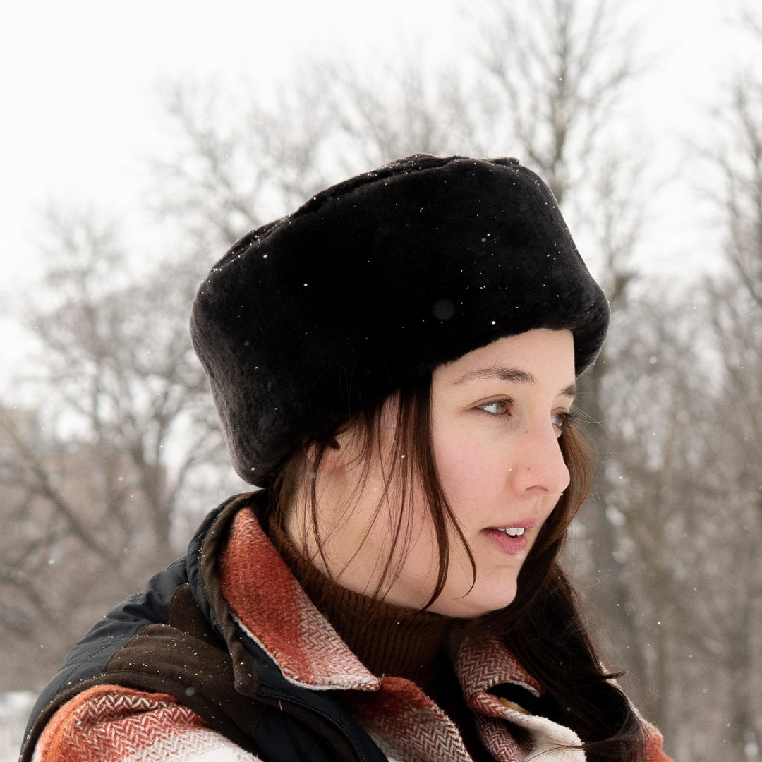Mouton Shearling Pillbox Hat