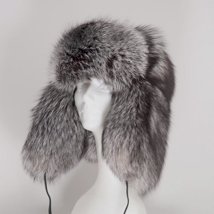 Luxurious real silver fox Hat with Black Tassels Luxury Men main image 2