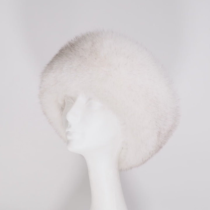 Natural Blue Fox Fur Cloche with Lamb Crown