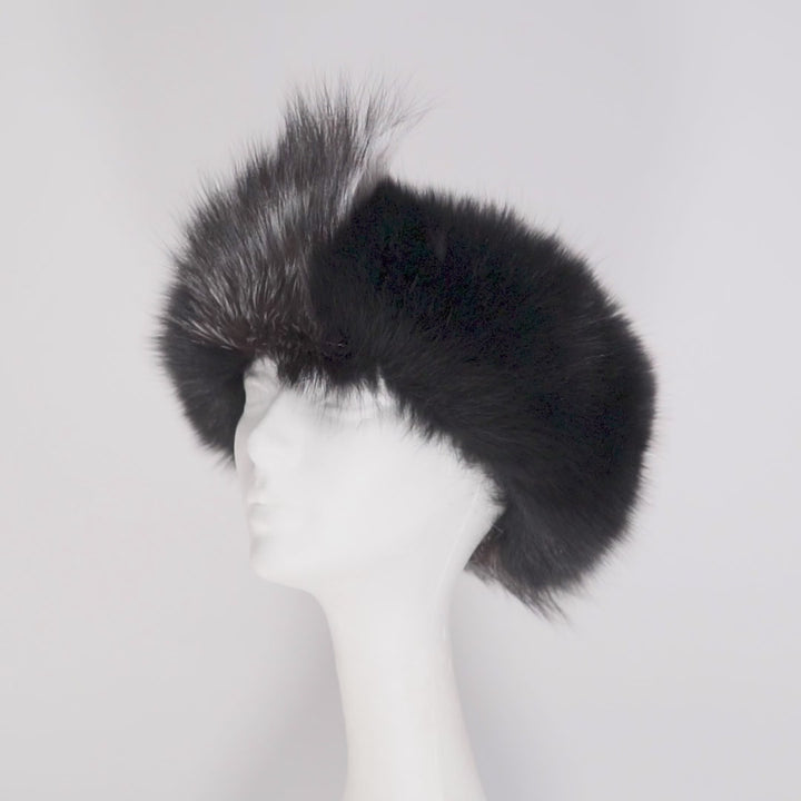 Dyed Black Fox/Silver Fox Headband